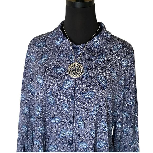 Style & Co Blouse Blue Pattern Tunic Length, Size XL - Picture 9 of 14